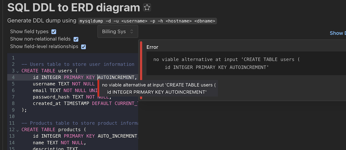 result error inline